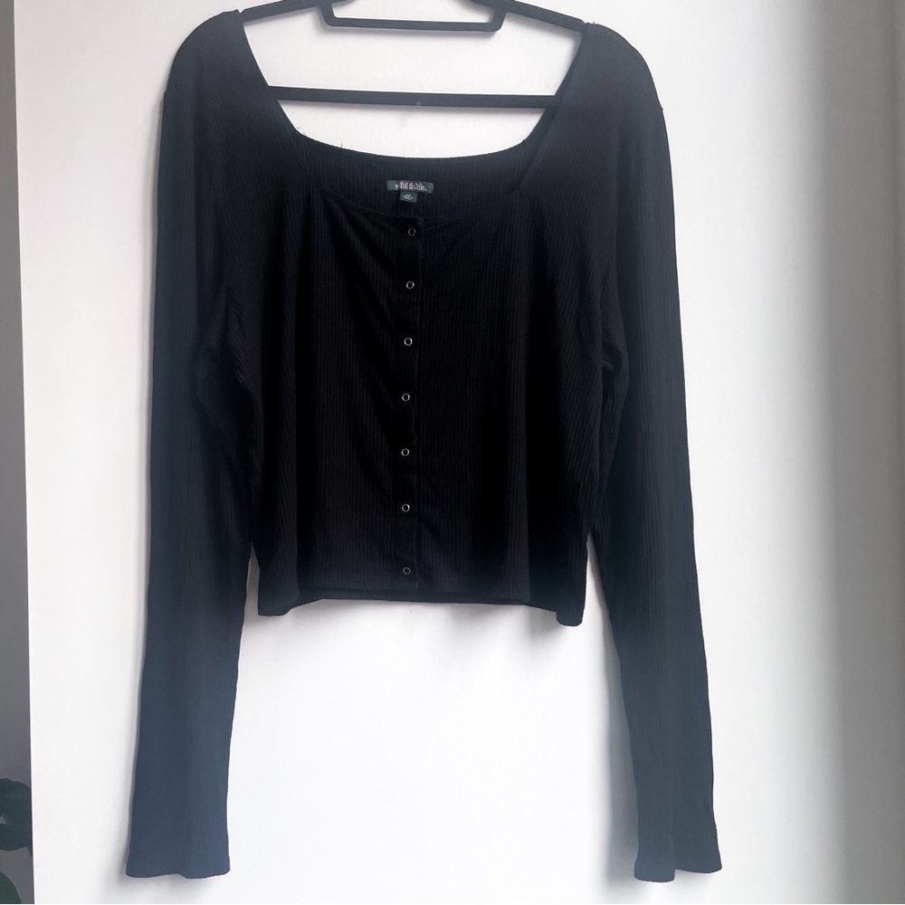 Wild Fable Black Fitted Long Sleeve Blouse - Picture 6 of 6